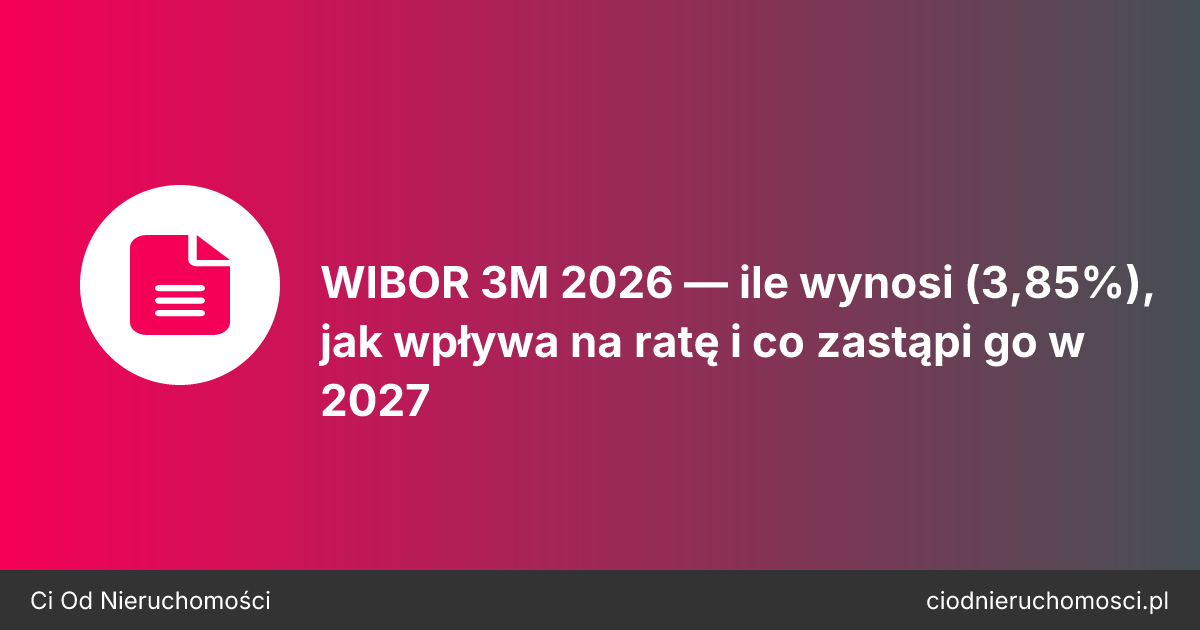 WIBOR 3M 2026 — ile wynosi (3,85%), jak wpływa na ratę i co zastąpi go w 2027
